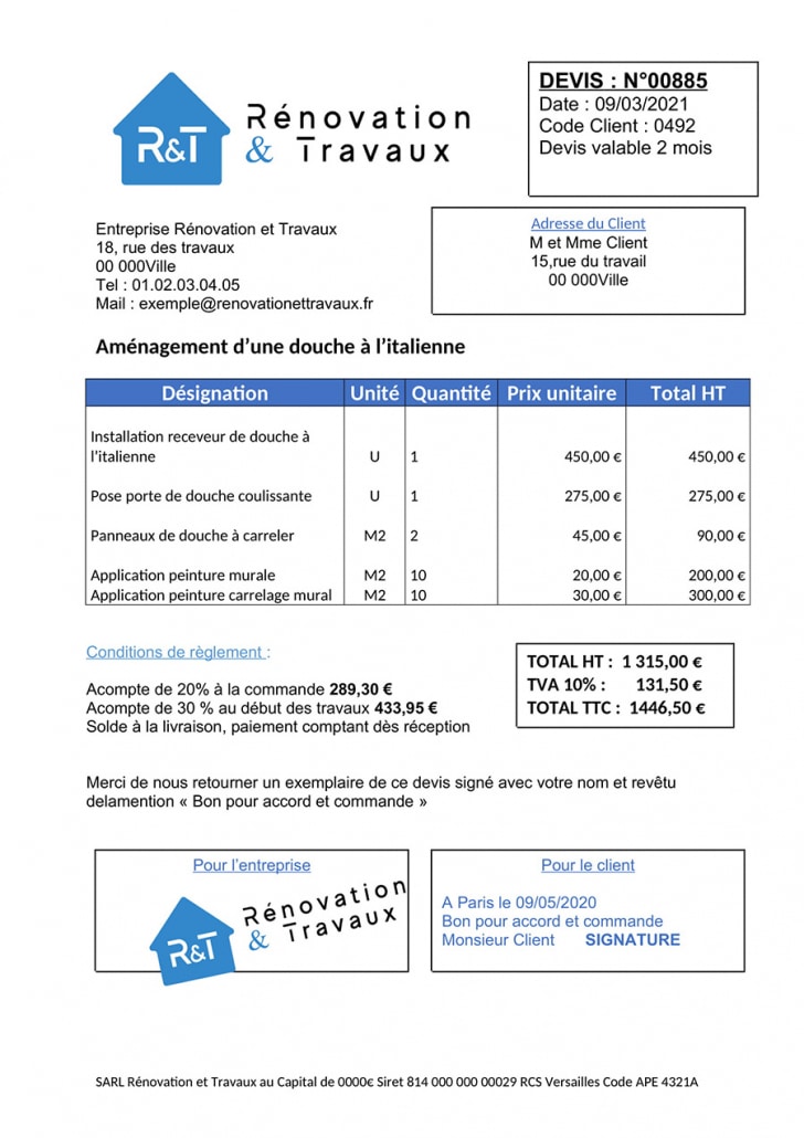 Exemple Devis Salle De Bain Italienne