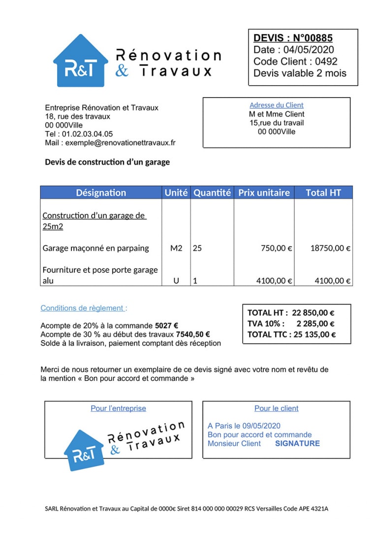 Devis construction de garage  prix pour faire construire un garage