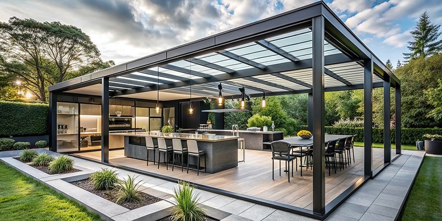 Coin repas pour une pergola